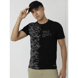 Wildcraft Black Cotton Regular Fit Printed T-Shirt image 1