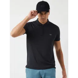 Wildcraft Black Cotton Regular Fit Texture Polo T-Shirt-picture-28