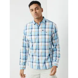 Wildcraft Blue Cotton Regular Fit Checks Shirt-picture-16