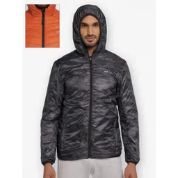 Wildcraft Men Orange Black Camouflage Water Resistant Outdoor Quilted Jacket-picture-32