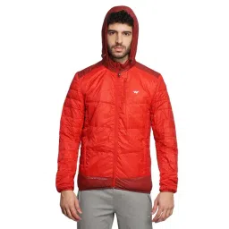 Wildcraft Red Regular Fit Colour Block Hooded Jacket-picture-30