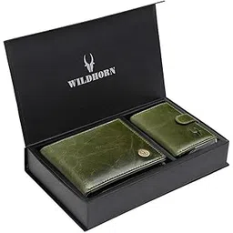 wildhorn Green Leather Men's Wallet and Card Holder (RAKHIGIFT1173) image 1