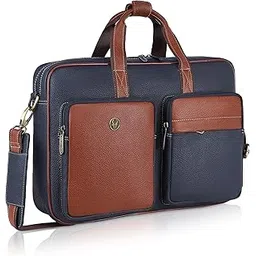 wildhorn Genuine Leather Office Bag for Men | 15.6-Inch Professional Laptop Bag with Adjustable Straps | Stylish & Durable Dual-Tone Design in Blue & Tan | 1-Year Warranty-picture-35