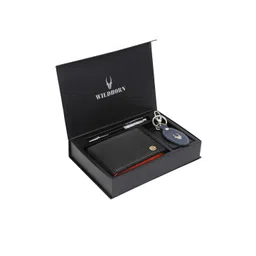 WildHorn Men Black & Blue RFID Protected Genuine Leather Wallet & Pen Accessory Gift Set-picture-40