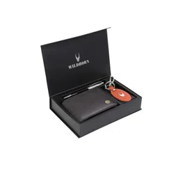 WildHorn Men Black & Orange RFID Protected Genuine Leather Wallet & Pen Accessory Gift Set-picture-35