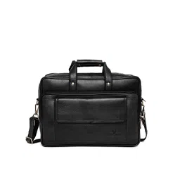 WildHorn Men Black Leather Laptop Bag With Detachable Strap-picture-18
