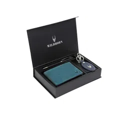 WildHorn Men Blue & Black RFID Protected Genuine High Quality Leather Accessory Gift Set-picture-27