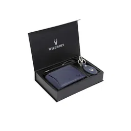 WildHorn Men Blue & Black RFID Protected Genuine Leather Wallet & Pen Accessory Gift Set-picture-33