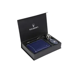 WildHorn Men Blue & Black RFID Protected Genuine Leather Wallet & Pen Accessory Gift Set-picture-36
