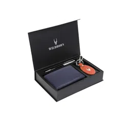 WildHorn Men Blue & Orange RFID Protected Genuine Leather Accessory Gift Set-picture-19