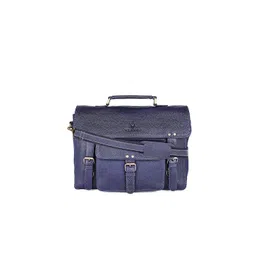 WildHorn Men Blue Leather Laptop Bag-picture-18