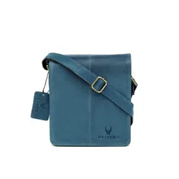 WildHorn Men Blue Solid Genuine Leather Messenger Sling Bag image 1