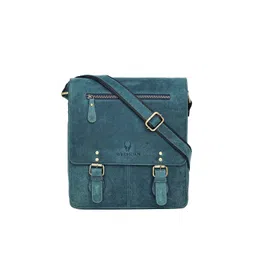 WildHorn Men Blue Textured Genuine Leather Messenger Bag-picture-23