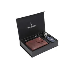 WildHorn Men Brown & Blue RFID Protected Genuine Leather Accessory Gift Set-picture-37