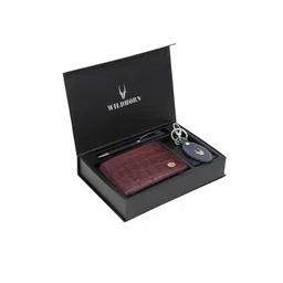 WildHorn Men Brown & Blue RFID Protected Genuine Leather Wallet & Pen Accessory Gift Set-picture-37