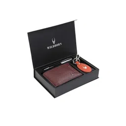 WildHorn Men Brown & Orange RFID Protected Genuine Leather Accessory Gift Set image 1
