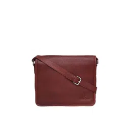 WildHorn Men Brown Textured Genuine Leather Messenger Bag-picture-24