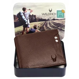 WildHorn Men Brown Textured  RFID Leather Two Fold Wallet-picture-15