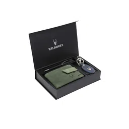 WildHorn Men Green & Blue Men RFID Protected Genuine Leather Accessory Gift Set-picture-32