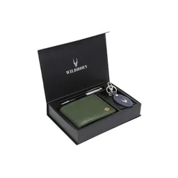 WildHorn Men Green & Blue RFID Protected Genuine Leather Accessory Gift Set-picture-36