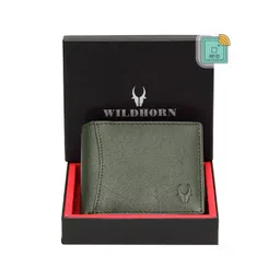 WildHorn Men Green Solid RFID Leather Two Fold Wallet-picture-23