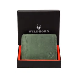WildHorn Men Green Solid RFID Protected Leather Two Fold Wallet-picture-34