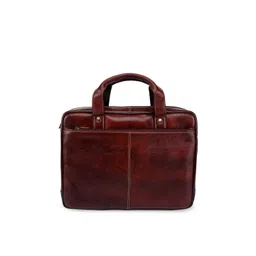 WildHorn Men Maroon Solid 15 Inch Leather Laptop Bag image 5