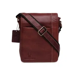 WildHorn Men Maroon Solid Genuine Leather Messenger Bag-picture-14