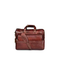 WildHorn Men Maroon Textured Leather Laptop Bag-picture-34
