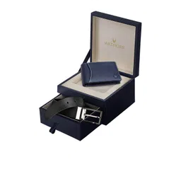 WildHorn Men Navy Blue & Black RFID Protected Genuine Leather Accessory Gift Set-picture-19