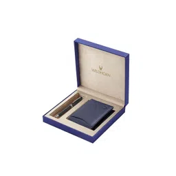 WildHorn Men Navy Blue & Black RFID Protected Genuine Leather Wallet & Pen Accessory Gift Set-picture-15