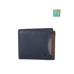 WildHorn Men Navy Blue Textured Two Fold Leather Wallet-picture-11