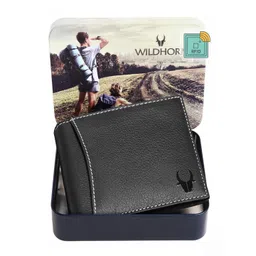 WildHorn Men RFID Black Textured Leather Two Fold Wallet-picture-24