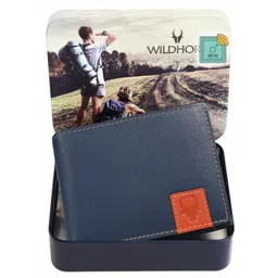 WildHorn Men RFID Blue Textured Leather Two Fold Wallet-picture-21
