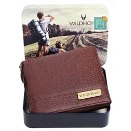 WildHorn Men RFID Maroon Textured Leather Zip Around Wallet-picture-23