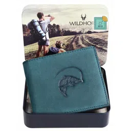 WildHorn Men Sea Green Leather Two Fold Wallet with RFID-picture-22
