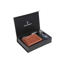WildHorn Men Tan Brown & Blue RFID Protected Genuine Leather Accessory Gift Set-picture-13
