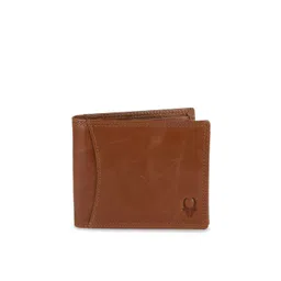 WildHorn Men Tan Brown RFID Protected Genuine Leather Hand-Stitched Solid Two Fold Wallet-picture-21