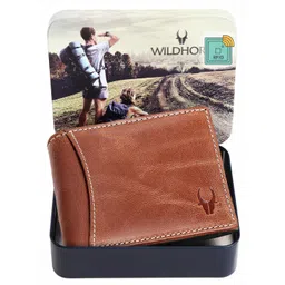 WildHorn Men Tan Solid Leather Two Fold Wallet with RFID-picture-22