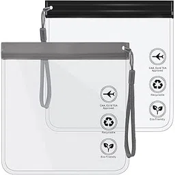 wileosix Airport Security Liquids Bags 20x20cm,Clear Travel Toiletry Bags Leakproof Travel Accessories Makeup Bags Holiday Essentials Luggage, 1 Grey+1 Black-picture-21