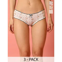 wincly fashion Pack Of 3 Flower Printed Low-Rise Hipster Briefs-picture-12