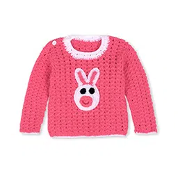 Windrop Solutions Full Sleeves Rabbit Designed Crocheted Sweater - Pink-image-47