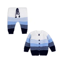 Windrop Solutions Full Sleeves Striped Crocheted Sweater With Coordinating Pajama Set - Multi Colour-image-41