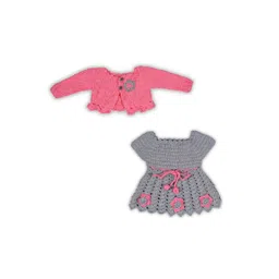 WINDROP SOLUTIONS Girls Self Design Woollen A-Line Dress With Jacket-picture-48