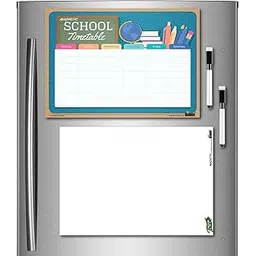 Windup Magnetic School Timetable And White Board Combo Reusable Dry-Erase /Rubber - Set Of 2 A4 (8X12 In) - Free Magnetic Marker Pen-picture-16