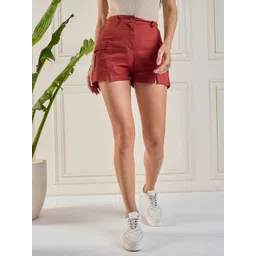 WineRed Women  Regular Fit High-Rise Shorts-picture-36
