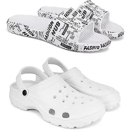 WINGSCRAFT Men's Rover Lightweight Comfortable| Slides|Clogs| Sandals with Adjustable Back Strap for Men 3104-3122 White-Combo(N)-3104-3122-10 -P-picture-19