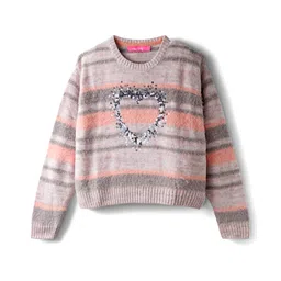 Wingsfield Full Sleeves Sequins Embellished Heart Designed Sweater - Multi Colour-picture-26