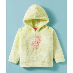 Wingsfield Full Sleeves Sequins Embellished Popsicle Embroidered Hooded Light Winter Sweatshirt - Green-picture-23
