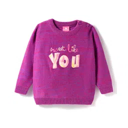 Wingsfield Full Sleeves Sweet Like You Text Embroidered Sweater - Purple-picture-14